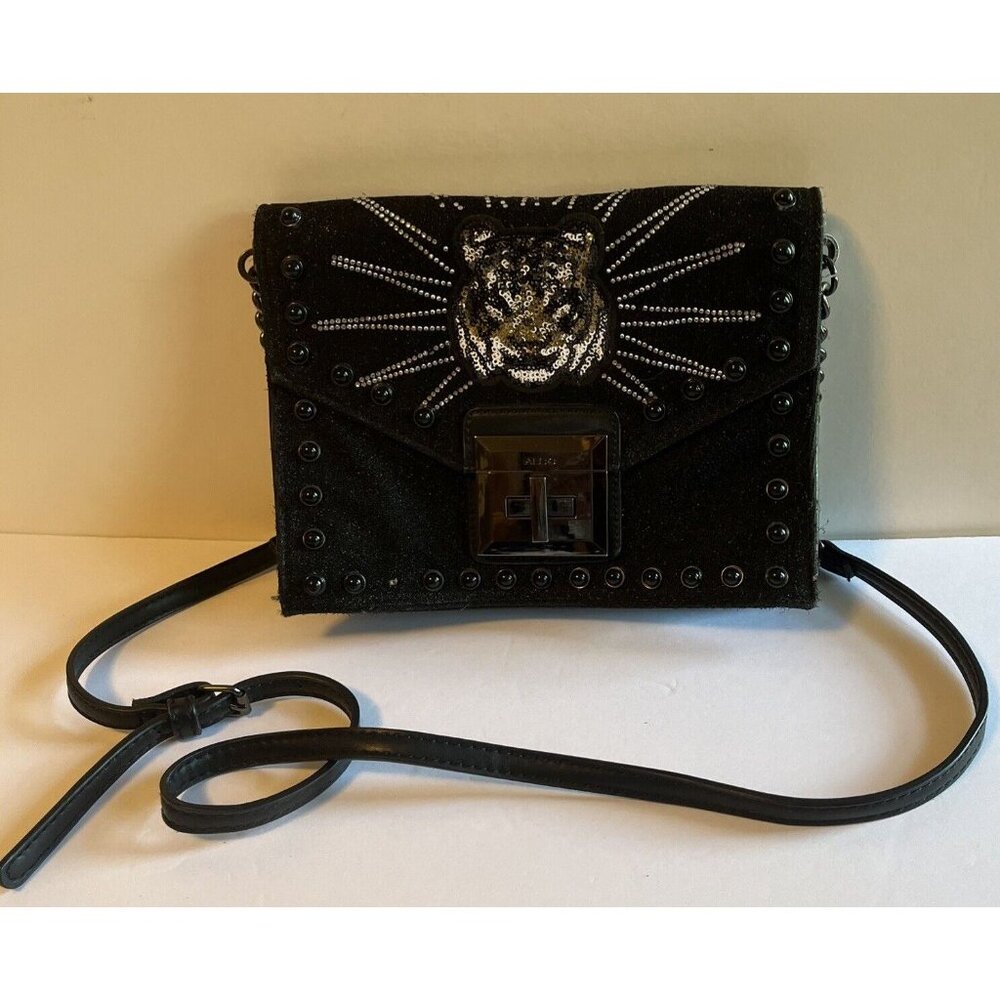 Gorgeous Women’s Black ALDO Messenger Crossbody Purse Bag Embellished Tiger